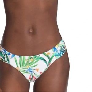 Lucky Brand Reversible Side Sash Bikini BOTTOM ONLY in White Floral Trop…